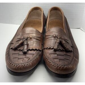 Earth Shoe Dale Men's Size 9 D Brown Leather Slip On Tasseled Loafer Flats